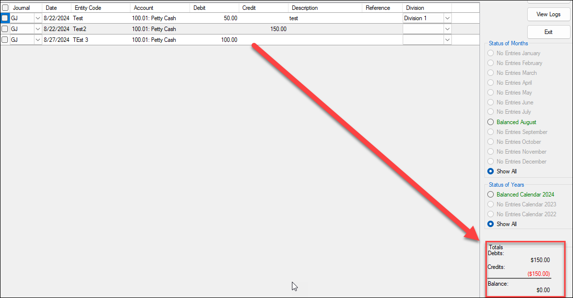 Image showing the debits and credits balance